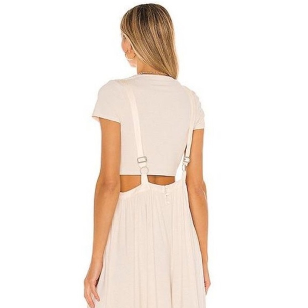 Free People Cream Wide-Leg Suspender Jumpsuit - Picture 9 of 13